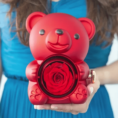 Cute Bear Gift Box With Heart Necklace And Chain